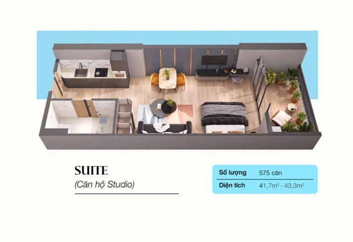 Phối cảnh 3D căn Studio